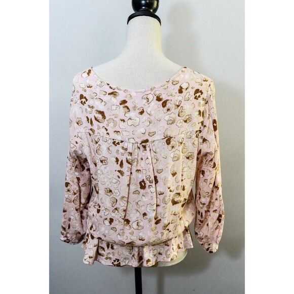 C&C California Blush Floral Peplum blouson long sleeve blouse Medium - Picture 2 of 5